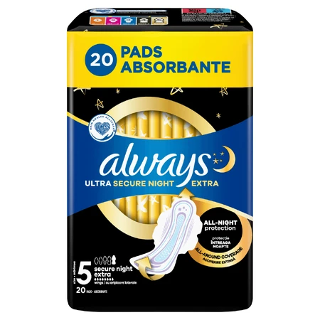 Always Ultra, гігієнічні серветки з крильцями, розмір 5, Secure Night Extra, 20 шт.: ціни та характеристики