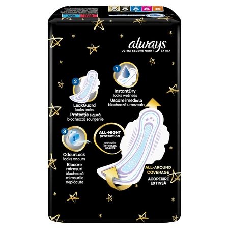 Always Ultra, гігієнічні серветки з крильцями, розмір 5, Secure Night Extra, 20 шт.: ціни та характеристики