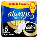 Always Ultra, гігієнічні серветки з крильцями, розмір 5, Secure Night Extra, 20 шт.: ціни та характеристики