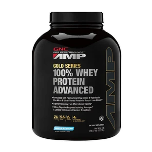 Gnc Amp Gold Series 100% Whey Protein Advanced, сироватковий протеїн, зі смаком ванілі, 2227,5 г