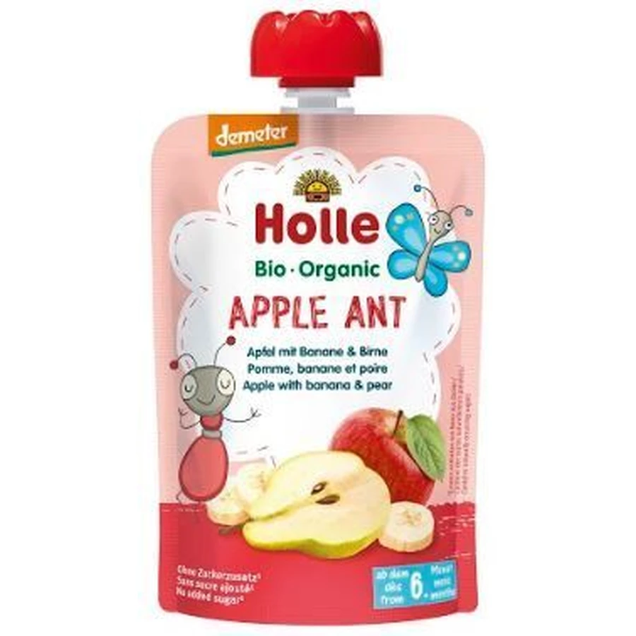 Holle Organic пюре - Яблуко Мураха - Яблуко та банан з грушею 100 г: ціни та характеристики