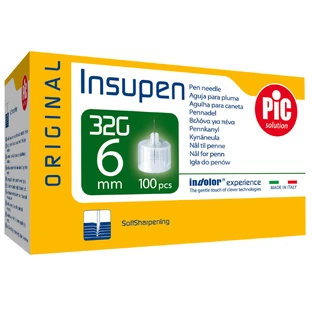 Pic Solution Insupen, igy для інсулінової ручки, 32G (0,23 мм) x 6 мм, 100 штук