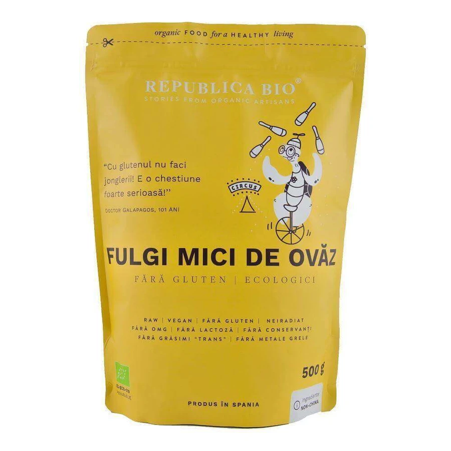 Органические мелкие овсяные хлопья без глютена, 500 г, Organic Republic: цены и характеристики