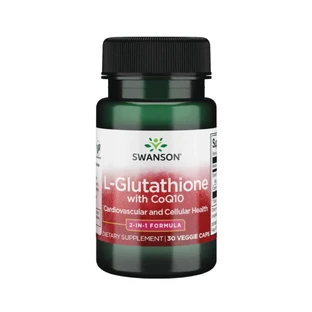 Swanson L-Glutathione with CoQ10, L-глютатион 200 мг + коэнзим Q10 100 мг, 30 вегетарианских капсул