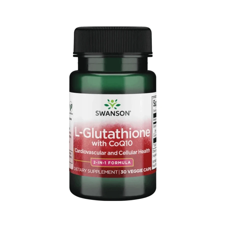 Swanson L-Glutathione with CoQ10, L-глютатион 200 мг + коэнзим Q10 100 мг, 30 вегетарианских капсул: цены и характеристики