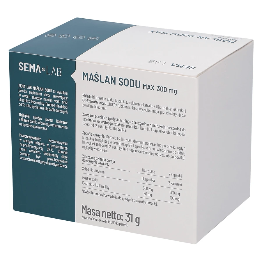 SEMA Lab Malan Sodium Max 300 мг, 60 капсул с замедленным высвобождением: цены и характеристики
