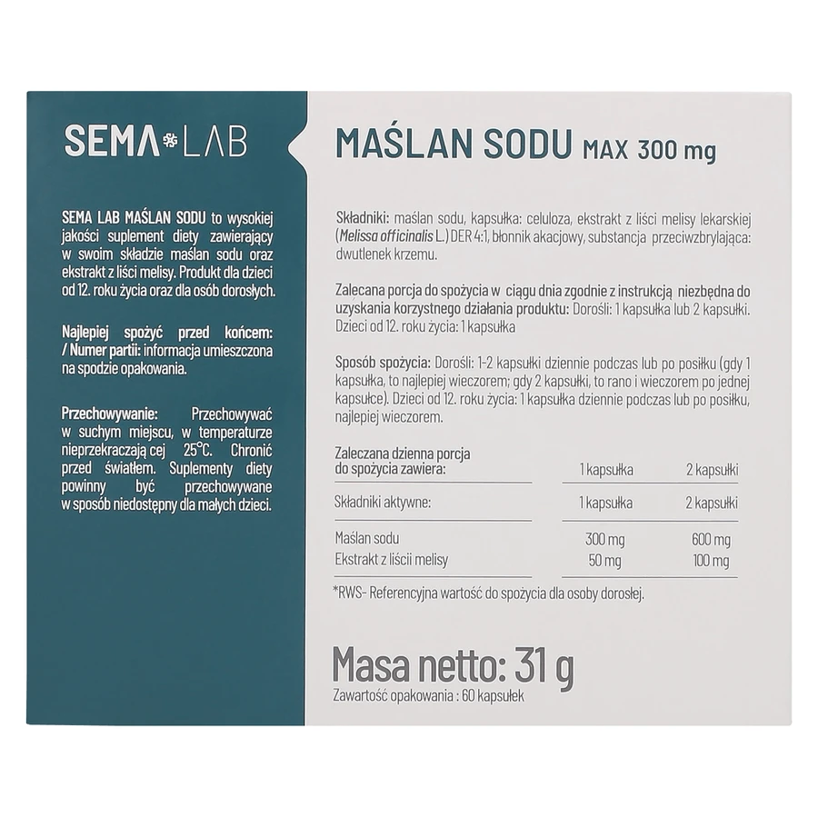 SEMA Lab Malan Sodium Max 300 мг, 60 капсул с замедленным высвобождением: цены и характеристики