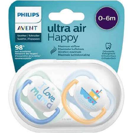 Philips Avent Ultra air Text Soother 0-6м мальчик 2 шт.: цены и характеристики