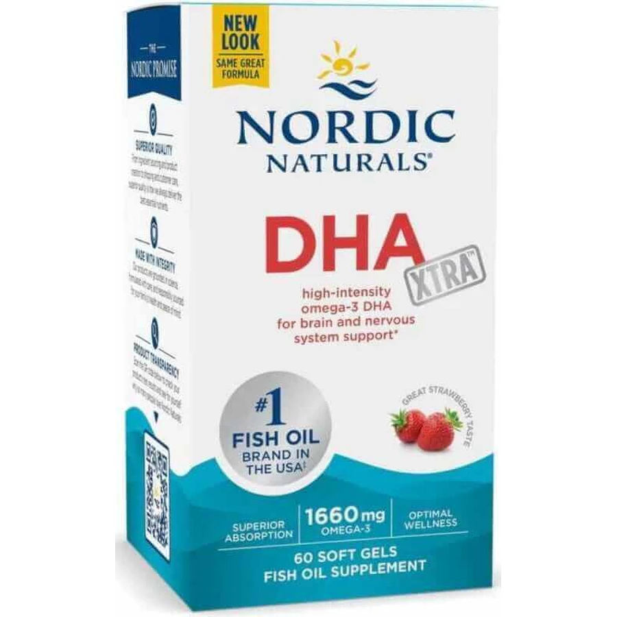 DHA кислота Xtra 1660 мг, полуниця, 60 капсул Nordic Naturals: ціни та характеристики