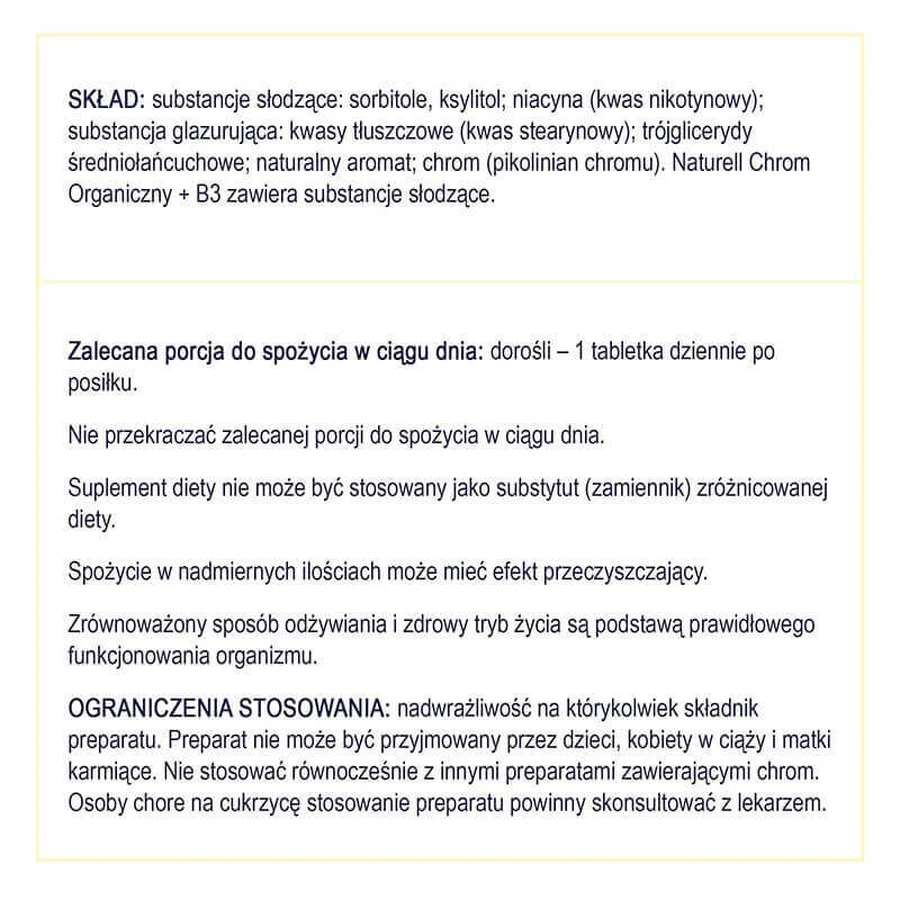 Naturell Organic Chromium + B3, 60 жевательных таблеток: цены и характеристики