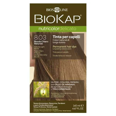 Фарба для волосся Biokap Nutricolor Delicato, відтінок 8.03 світлий натуральний блонд, 140 мл: ціни та характеристики