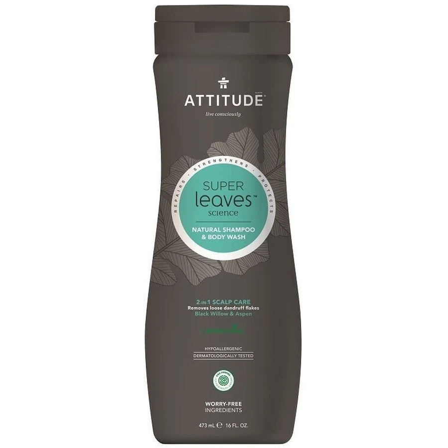 Attitude Super leaves Чоловіча ампула та мило для тіла (2в1) з детоксикаційним ефектом, проти лупи 473 мл: ціни та характеристики