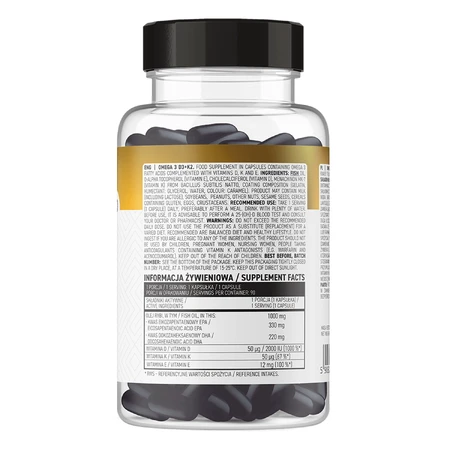 Омега 3 D3 + K2 OstroVit Omega 3 D3 + K2, 90 капсул: ціни та характеристики