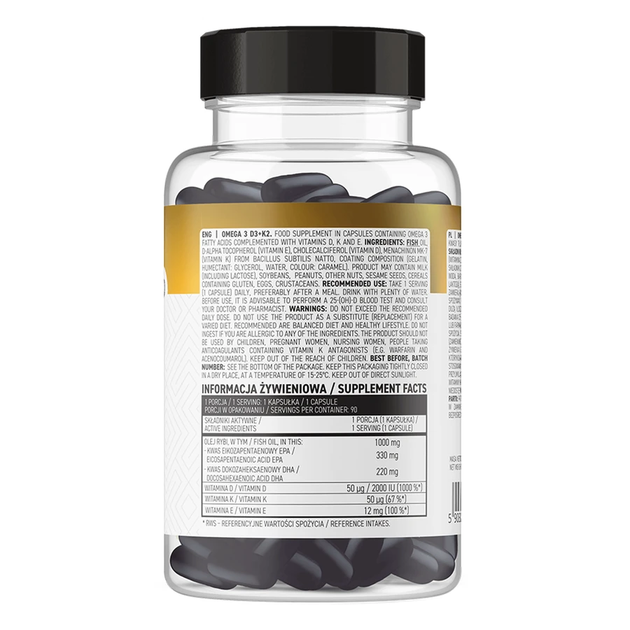 Омега 3 D3 + K2 OstroVit Omega 3 D3 + K2, 90 капсул: ціни та характеристики