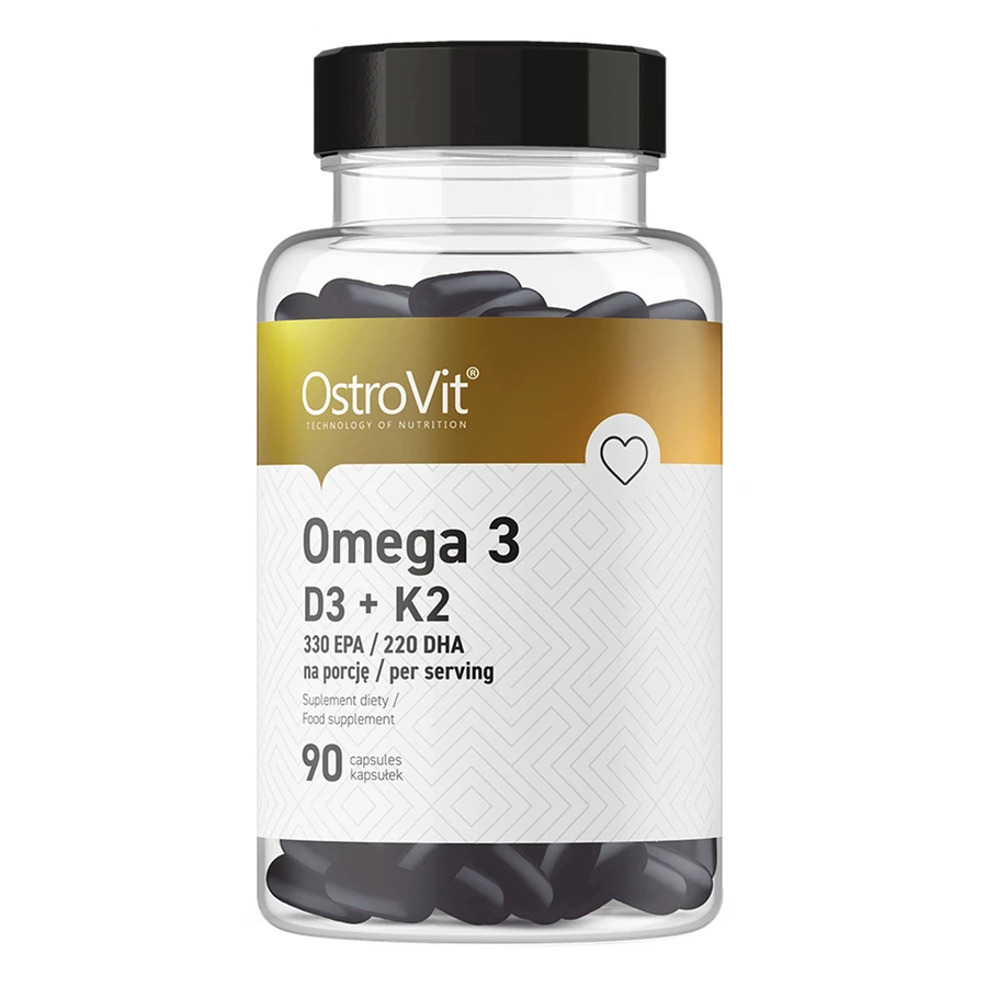 Омега 3 D3 + K2 OstroVit Omega 3 D3 + K2, 90 капсул: ціни та характеристики