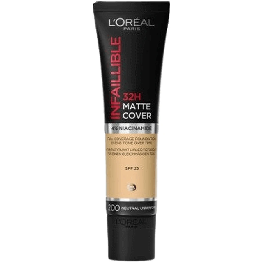L'Oréal Paris Infaillible 32H Matte Cover 200 Золотий пісок, макіяж, що збиває з пантелику, 30 мл: ціни та характеристики