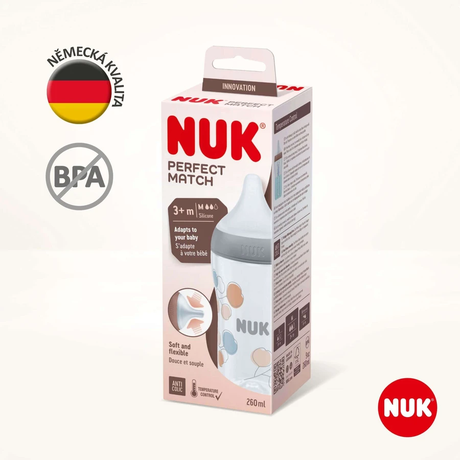 Пляшка Nuk Perfect Match з терморегулятором, сіра 260 мл: ціни та характеристики