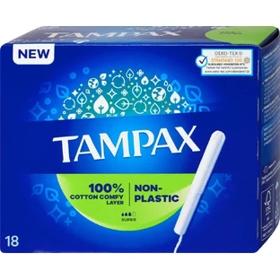 Tampax NON-PLASTIC Super 18шт 1×18шт, тампоны