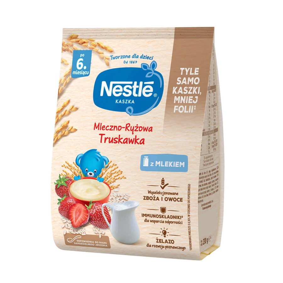 Сухая молочная каша Nestle Рисовая с клубникой, 6+ месяцев, 230 г: цены и характеристики