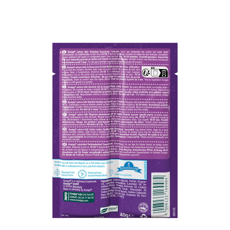 Kneipp Nature Kids Podró Marze, волшебная двухцветная соль для ванны для детей, лаванда, 2 x 20 г: цены и характеристики