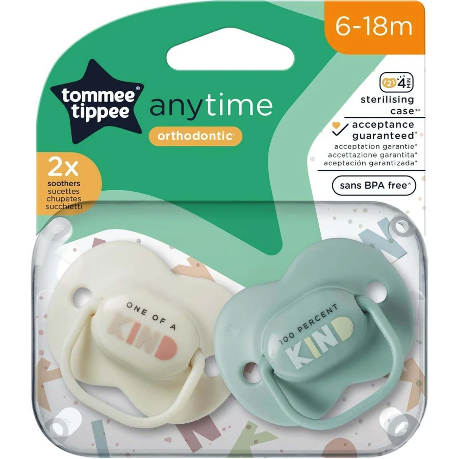 Силіконова пустушка Tommee Tippee CTN AnyTime, 6-18м, різнокольорова 2 шт.: ціни та характеристики