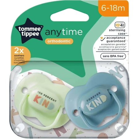 Силіконова пустушка Tommee Tippee CTN AnyTime, 6-18м, різнокольорова 2 шт.: ціни та характеристики