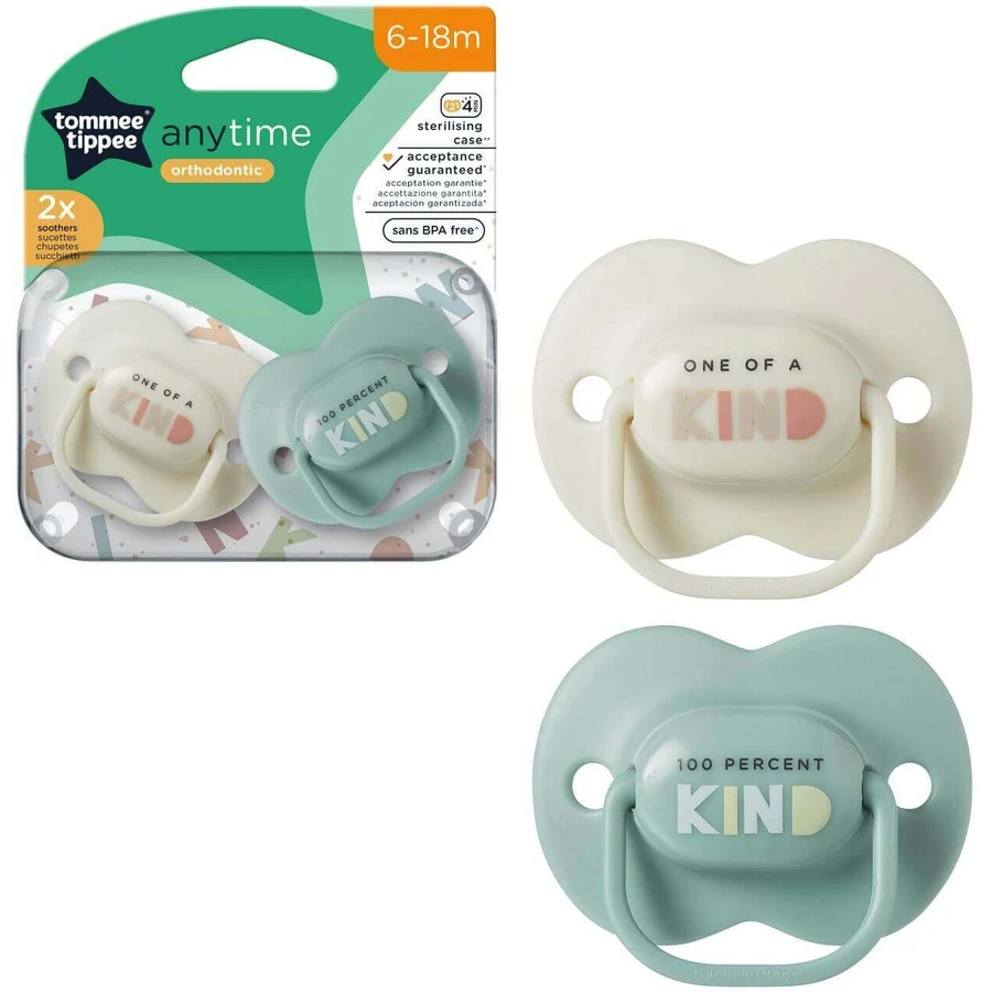 Силіконова пустушка Tommee Tippee CTN AnyTime, 6-18м, різнокольорова 2 шт.: ціни та характеристики