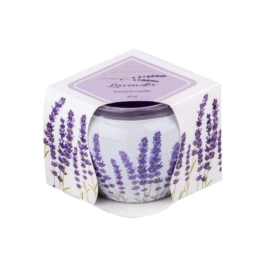 Emocio Glass Decor 70×62 мм Французька лаванда, ароматична свічка 1×1 шт, ароматична свічка: ціни та характеристики