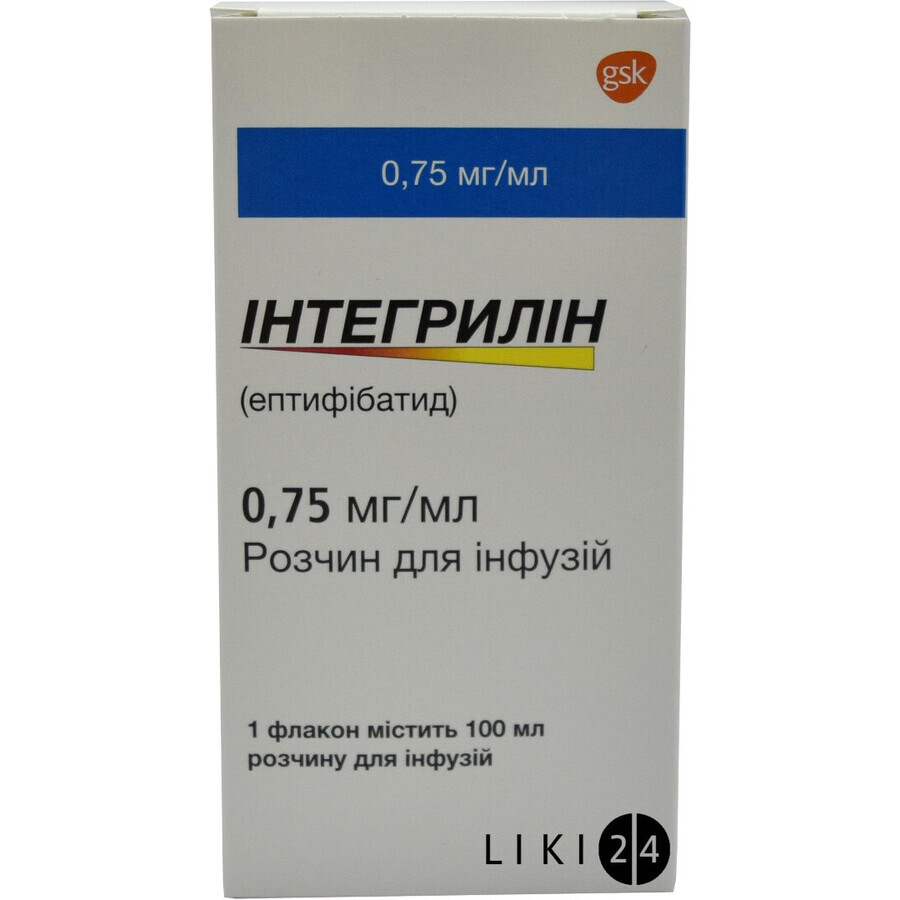 Інтегрилін р-н інф. 0,75 мг/мл фл. 100 мл: ціни та характеристики