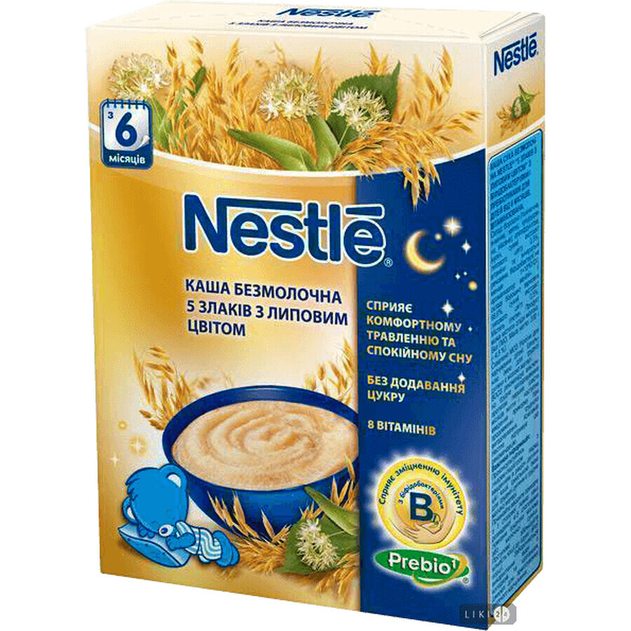 Безмолочная каша Nestle Помогайка из 5 злаков с липовым цветом с 6 месяцев 200 г: цены и характеристики