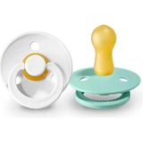 Пустышки из натурального каучука BIBS Colour белые/мятные 1×2 шт, возраст 1 год