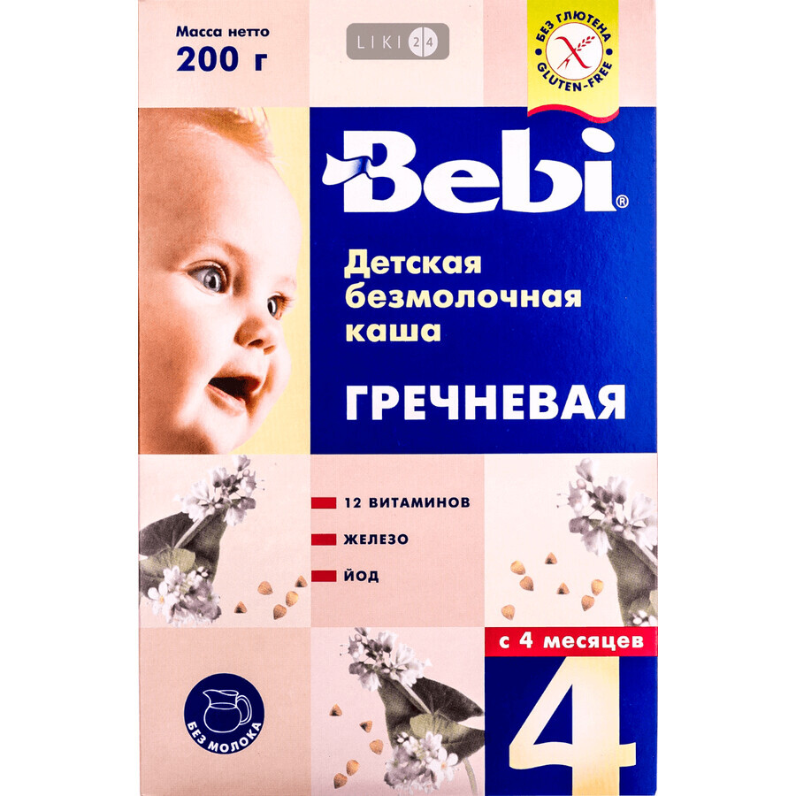 Детская каша Bebi Гречневая безмолочная с 4 месяцев, 200 г: цены и характеристики