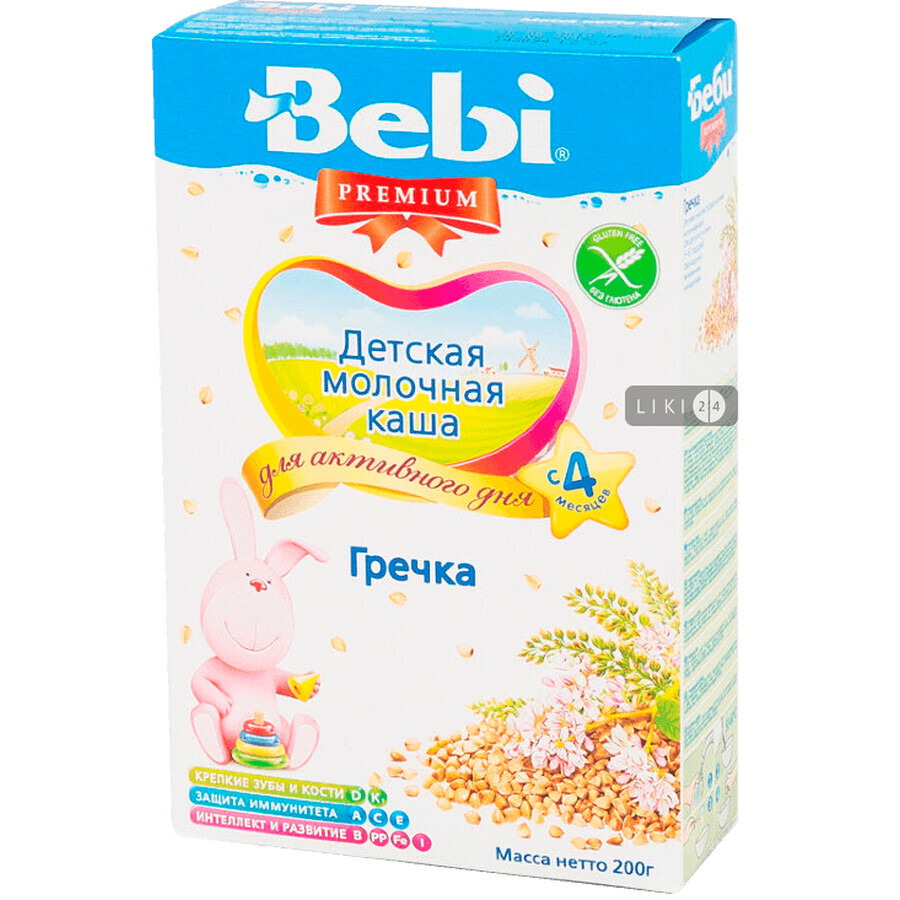 Детская каша Bebi Premium Гречневая молочная с 4 месяцев, 200 г: цены и характеристики