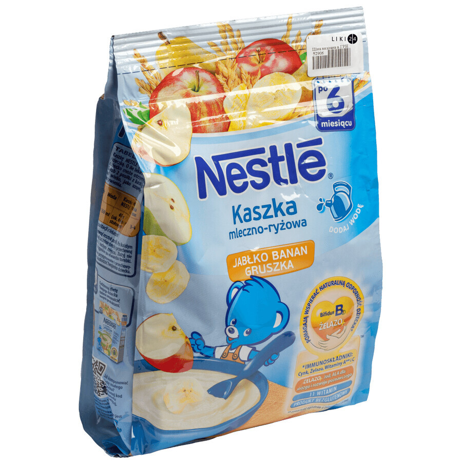 Дитяча каша Nestle рисова з бананом яблуком грушею молочна з 6 місяців, 230 г: ціни та характеристики