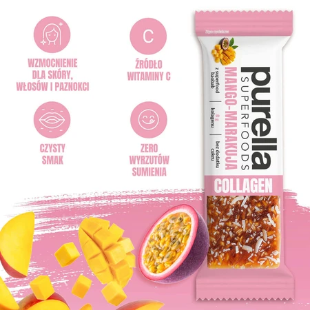 Колагеновий батончик Purella SuperFoods, манго-маракуйя, 40 г: ціни та характеристики