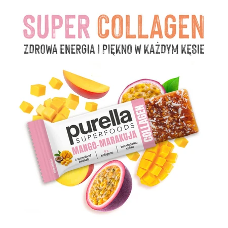 Колагеновий батончик Purella SuperFoods, манго-маракуйя, 40 г: ціни та характеристики
