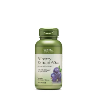 Gnc Herbal Plus Bilberry Extract 60 Mg, стандартизированный экстракт черники, 100 капс
