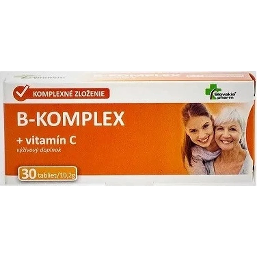 Словакфарм B-KOMPLEX + витамин C 1×30 табл, пищевая добавка: цены и характеристики