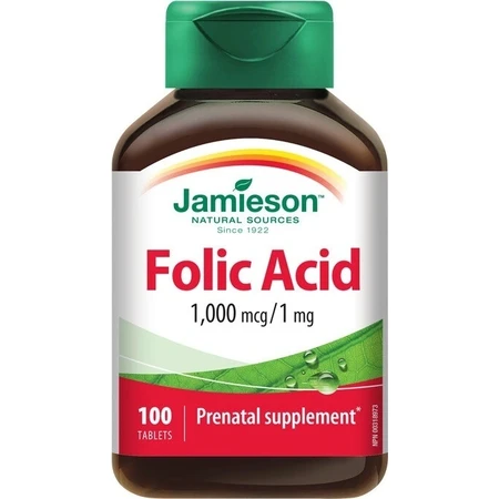 JAMIESON FOLIC ACID 1000 мкг 1×100 тбл, фолієва кислота: ціни та характеристики