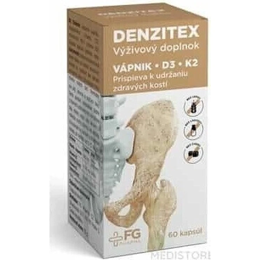 DENZITEX (Ca+D3+K2) 1×60 cps, пищевая добавка: цены и характеристики