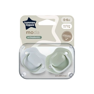 Ортодонтические пустышки Moda, 0-6 месяцев, 2 штуки, синий/зеленый, Tommee Tippee