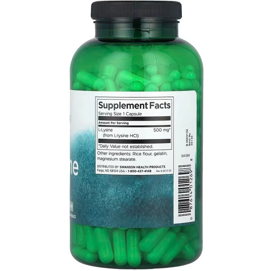 Swanson L-Lysine, L-лизин 500 мг, 300 капсул: цены и характеристики