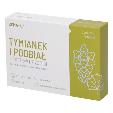 SEMA Lab Тимьян и подбел + экстракт 20 трав, без сахара, 24 пастилки: цены и характеристики