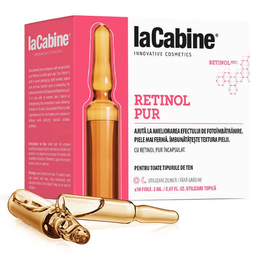 Флакони для шкіри з чистим ретинолом, 10 флаконів по 2 мл, La Cabine: ціни та характеристики