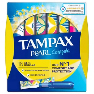 Tampax Compak Pearl, гигиенические тампоны с аппликатором, обычные, 16 шт.