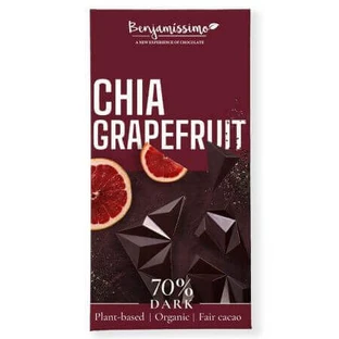 Шоколад Benjamissimo Organic Chia GrapeFruit 70% Chocolate Bar, черный, 60 г