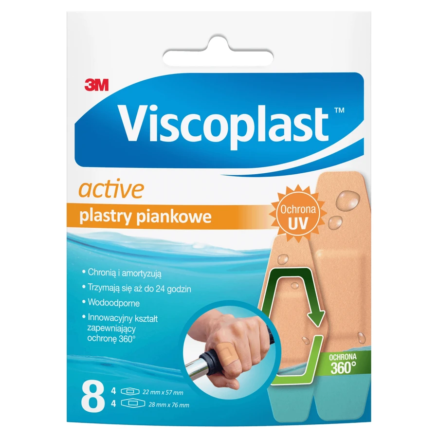 Viscoplast Active, пенопластовые пластыри, 2 размера, 8 штук: цены и характеристики