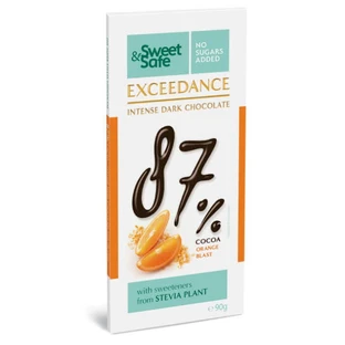 Темный шоколад 87% с апельсином Sweet & Safe, 90 г, Sly Nutrition