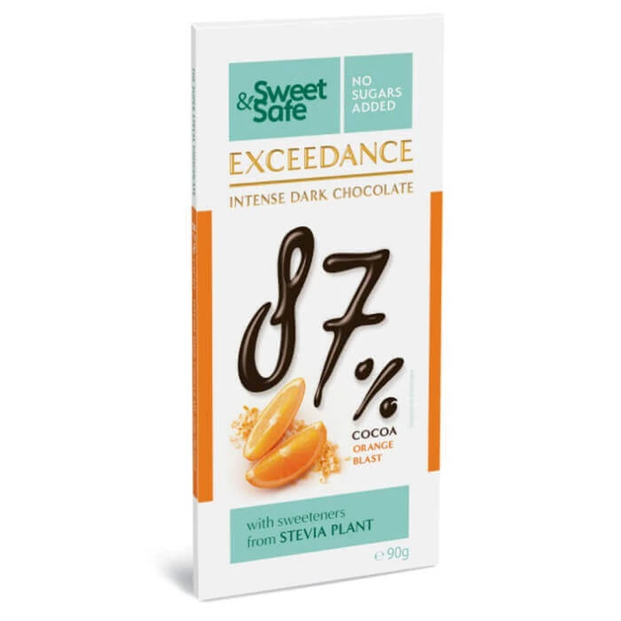 Темный шоколад 87% с апельсином Sweet & Safe, 90 г, Sly Nutrition: цены и характеристики