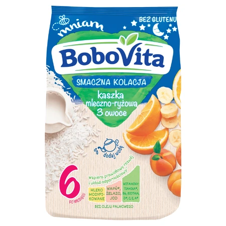 BoboVita Tasty Dinner Молочно-рисовая каша, 3 фрукта, без глютена, после 6 месяцев, 230 г: цены и характеристики